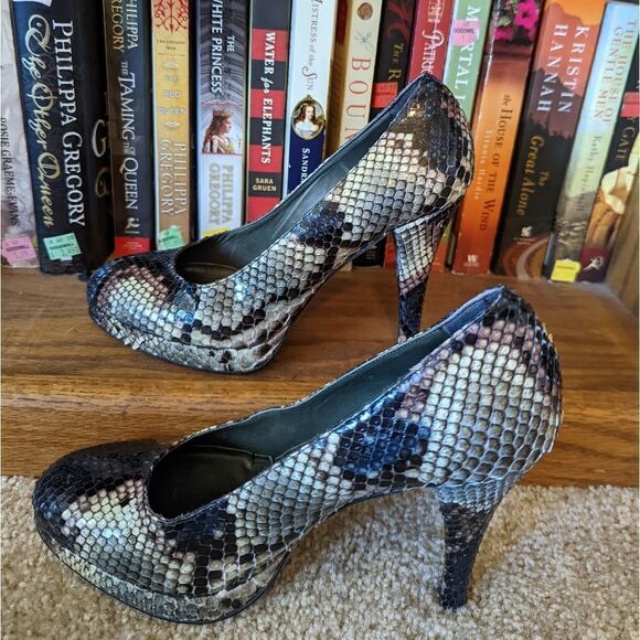 𝅺goccia Italian snakeskin stilleto worn once euc sz 38 - Picture 3 of 5